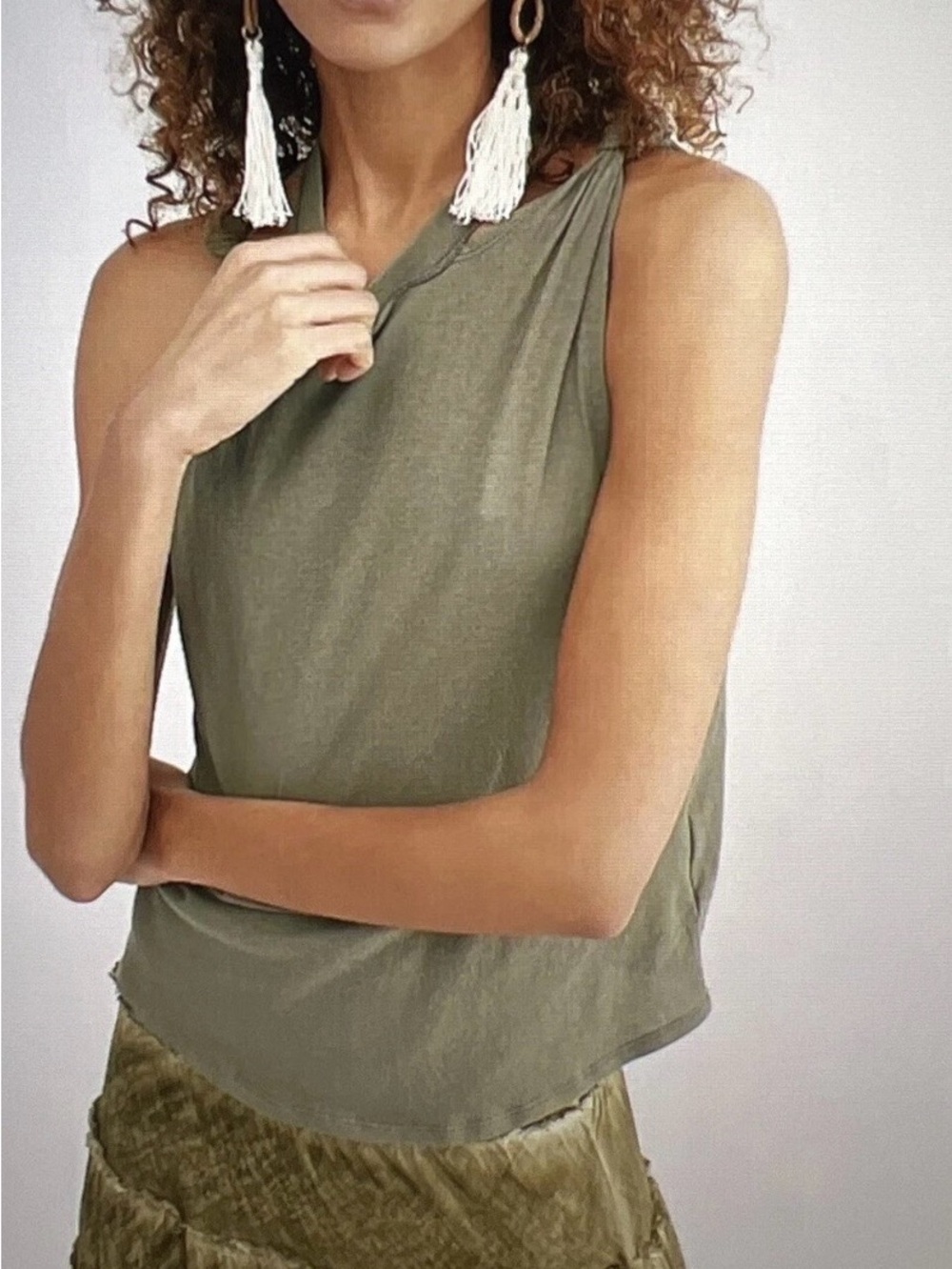 We The Free Twisted Sleeveless Sage Tank Top